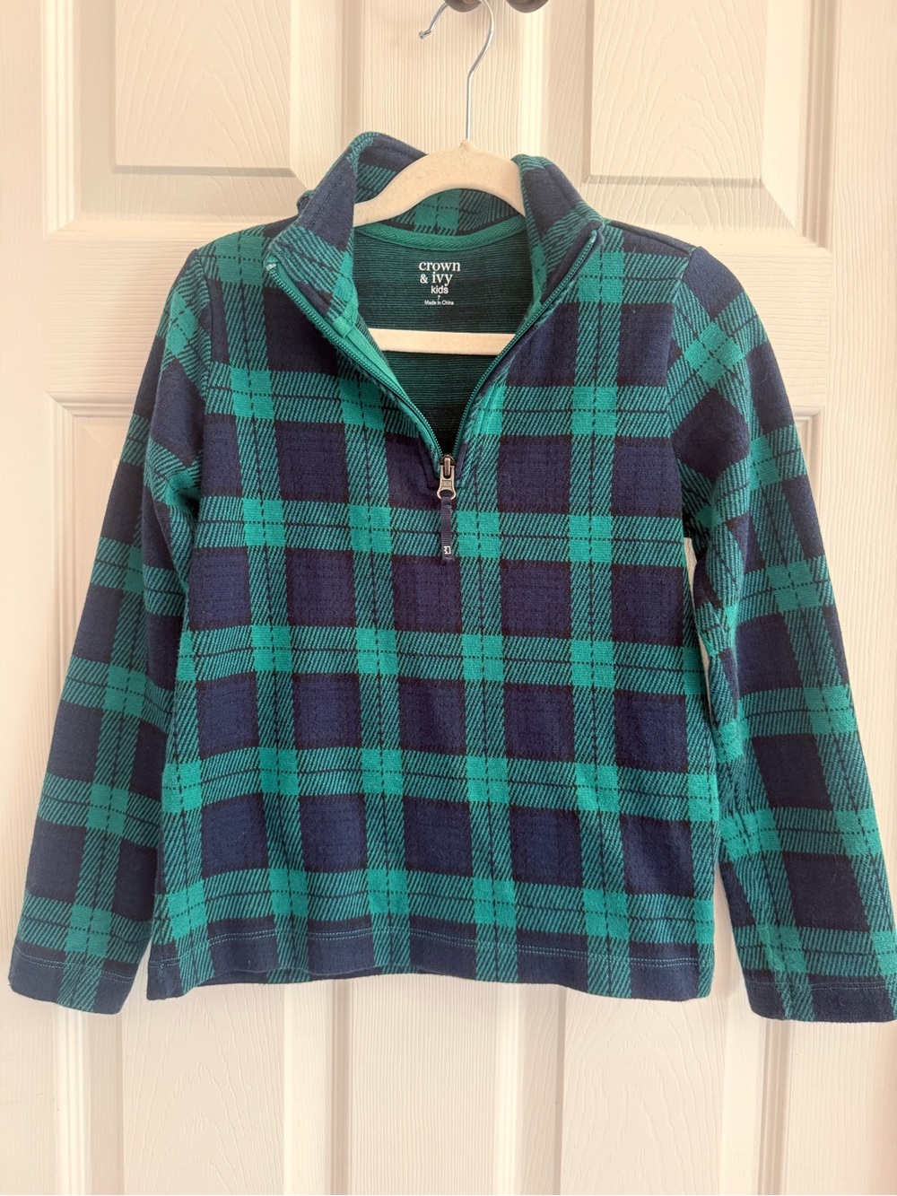 Crown Green and Navy Plaid Zip Pullover